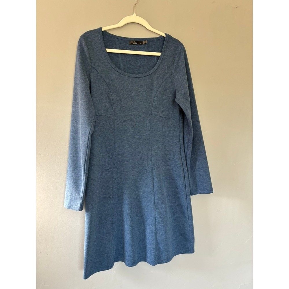 M Prana Womens Blue Heathered Long Sleeve Short Dress Casual Granola Gorpcore
